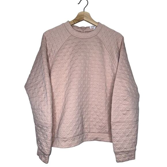 BCBGeneration Quilted Houndstooth Pullover Crewneck Sweater Pink Size Medium - Picture 1 of 5